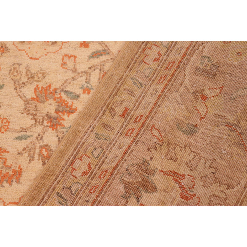 Tapis beige / brun en laine noué à la main de style oriental rectangulaire 6 pi 2 po x 9 pi Baccio