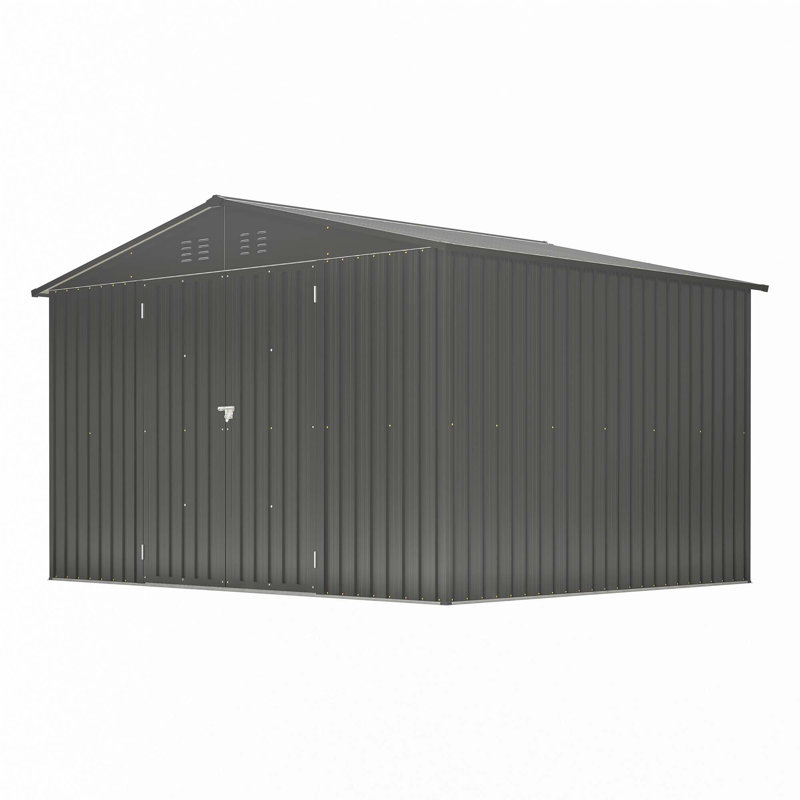 Remise de rangement extérieure 10 pi x 8 pi, remise en métal toutes saisons avec portes verrouillables, remise à outils pour le jardin, le patio, la cour arrière, la pelouse