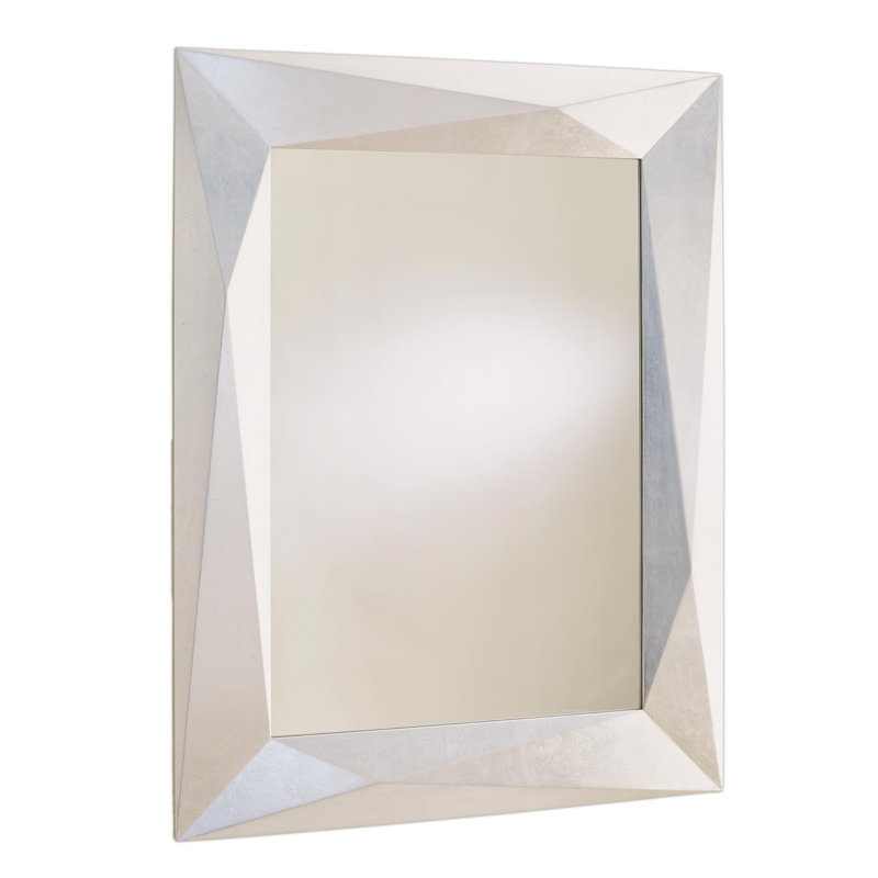 Wood Flat Wall Mirror, Silver
