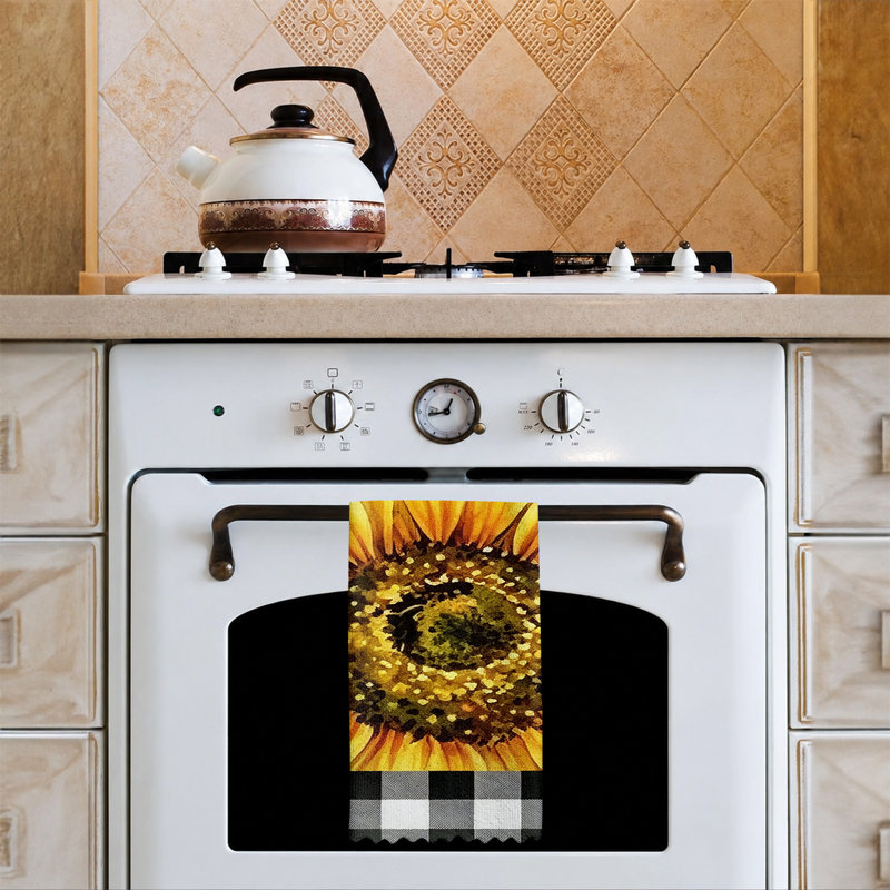 Linge de cuisine en microfibre, linges à vaisselle réutilisables absorbants, décoration résistante à la décoloration, 16 po x 24 po, texte jaune tournesol