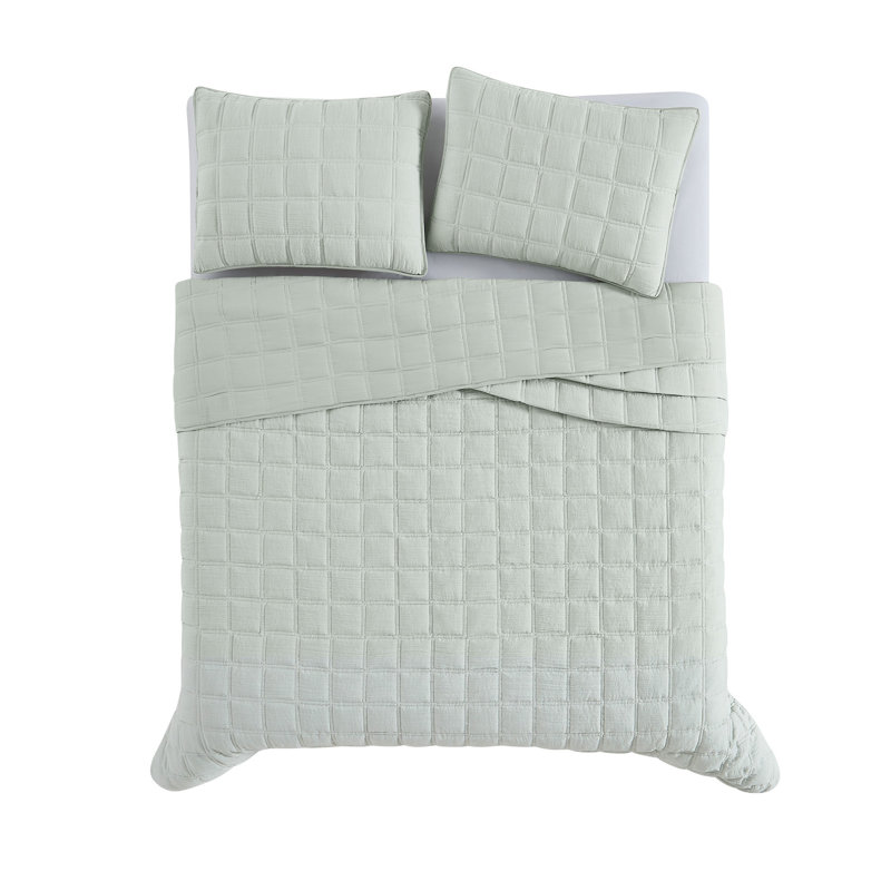 Reta Microfiber Quilt Set, Twin XL Quilt + 1 Standard Sham, Gray
