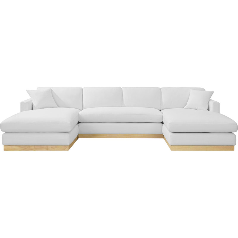 Huyen Upholstered 127'' Sofa, White Linen Textured Fabric