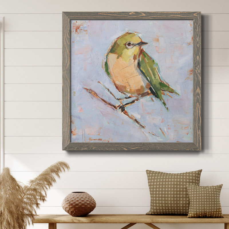 Oiseau Variété II - Toile encadrée de qualité supérieure - prête à être accrochée, H 20 po x l 20 po x P 1 po, Cadre gris