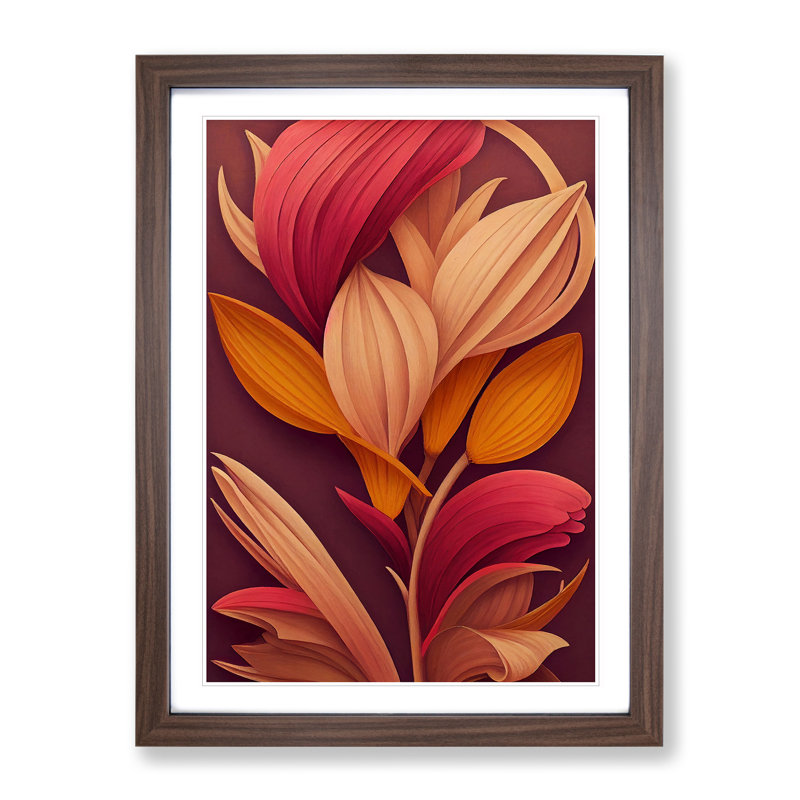 Flowers No.1 - Single Picture Frame Print, Walnut Framed, 64cm H x 46cm W x 2cm D