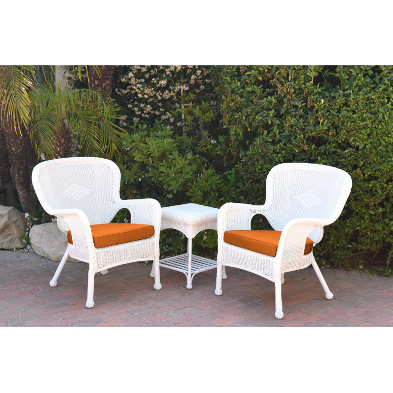 Batchelder 2 - Person Patio Conversation Set with Cushions, Orange, White