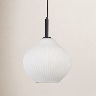 1- Light Modern Ribbed Glass Pendant Light