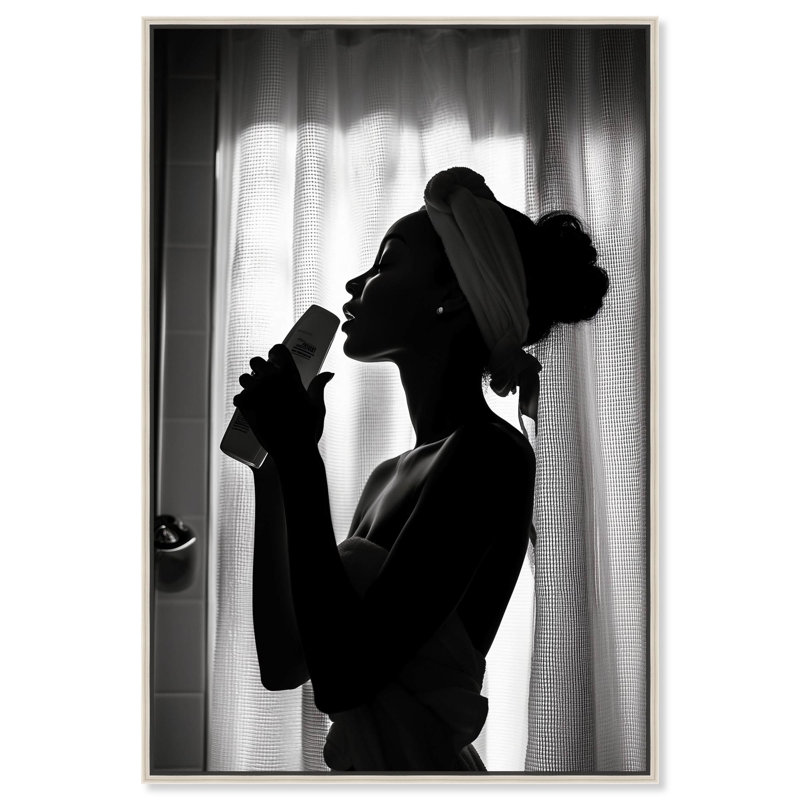 «Bathroom Jam» par Art Remedy, Noir, H 16 po x l 11 po, Cadre flottant