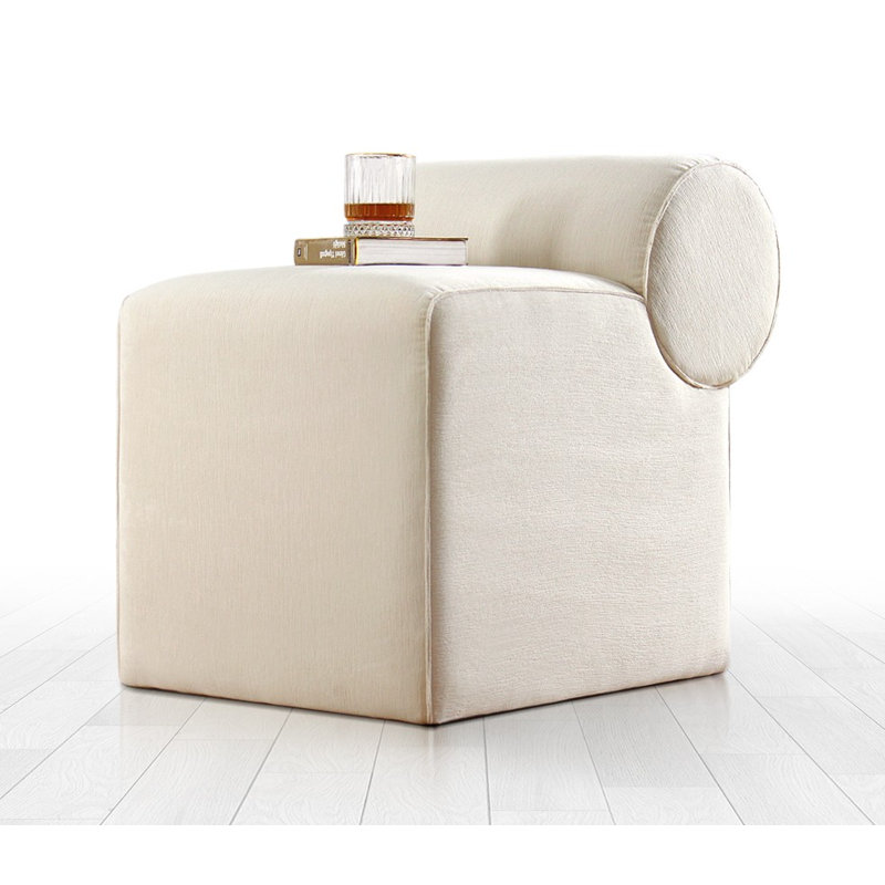 Repose-pieds élégant de couleur crème, 17,7 po x 22,0 po x 23,6 po | 100% coton avec 35 éponges orthopédiques, 2,4 pouces d'épaisseur | Pieds cachés recouverts de PVC | Idéal pour la décoration de salon, de chambre à coucher ou de chambre de bébé