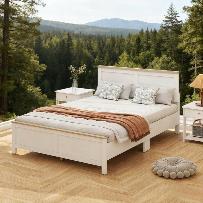 White  Full Bed Frame With Headboard