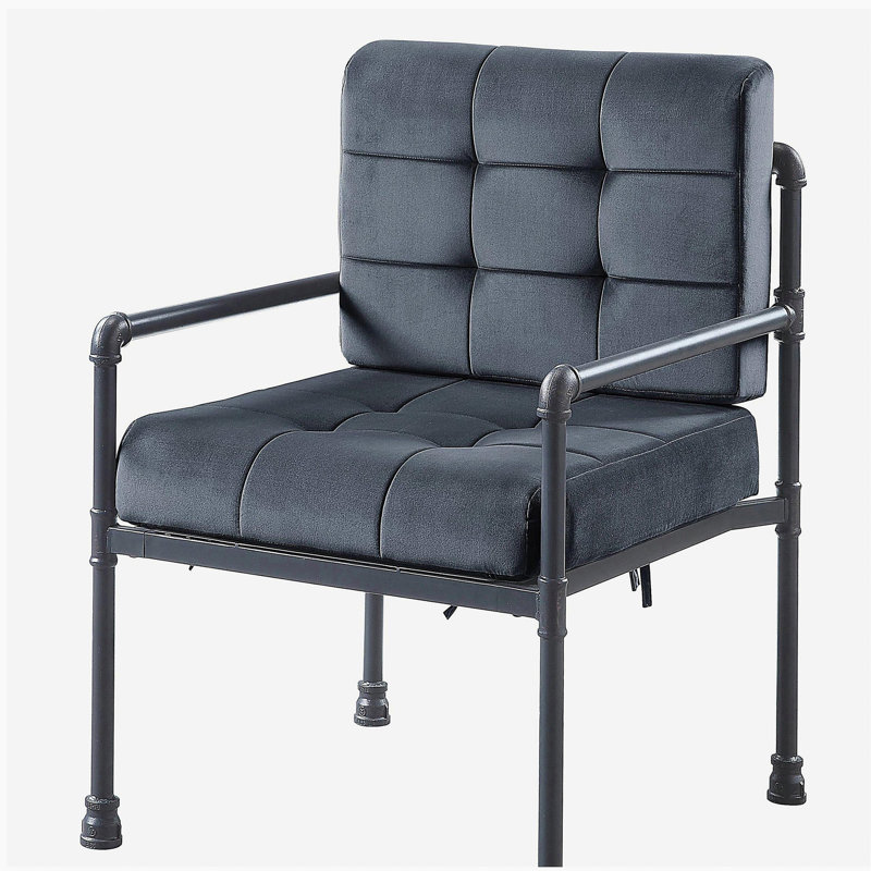 Fauteuil d'appoint à dossier coussiné gris et gris sable