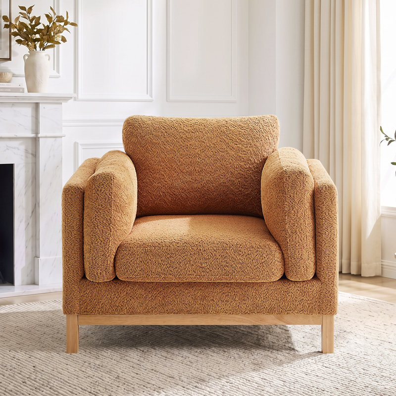 Fauteuil d'appoint surdimensionné 41,34 po Chanequa, Boucle curry