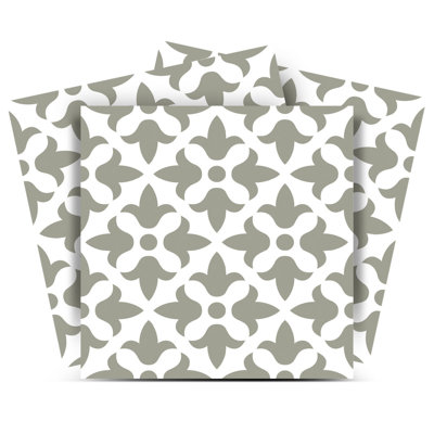 12" X 12" Sage Gray Fleur Removable Peel and Stick Tiles