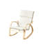 Cream Linen Upholstered Birch Bentwood Rocking Lounge Chair With High Back And Detachable Headrest Adjustable Seat Height Sturdy Indoor Relaxing Armchair For Bedroom And Living Room Use