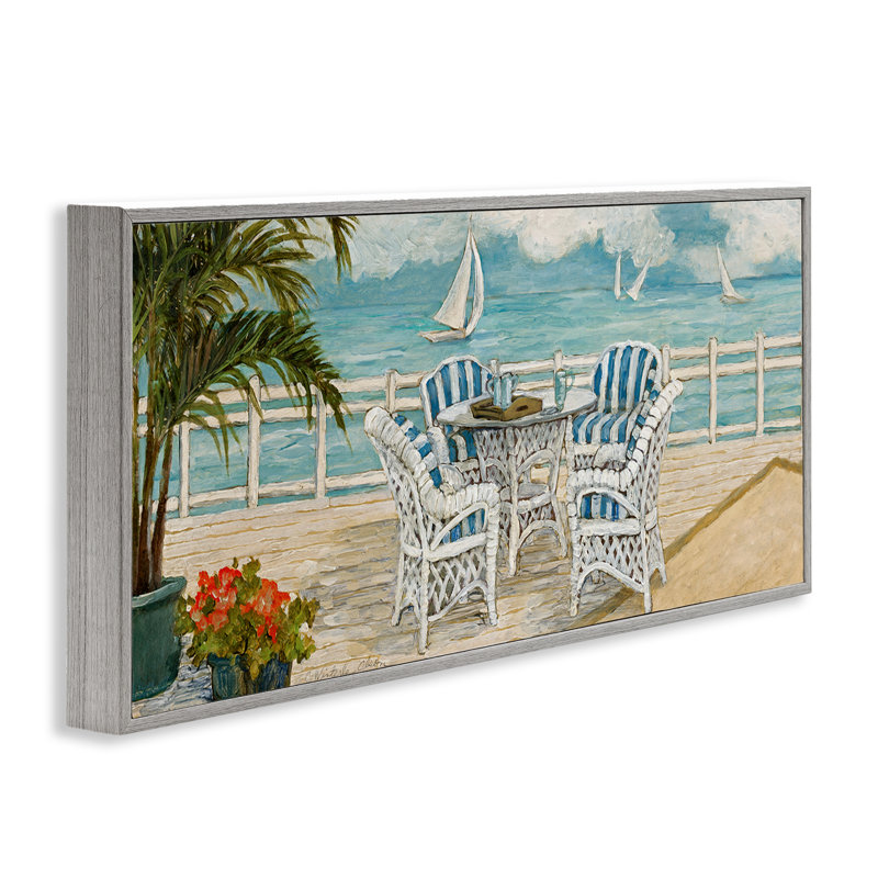 Giclée sur le pont Summer Beach View, design par Charlene Olson, H 13 po x l 30 po, Estampe numérique Farmhouse