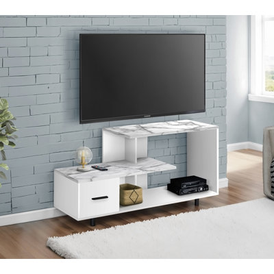 Meuble télé fonctionnel avec tiroir de rangement, meuble multimédia pour le salon et la chambre à coucher, idéal pour les décors contemporains