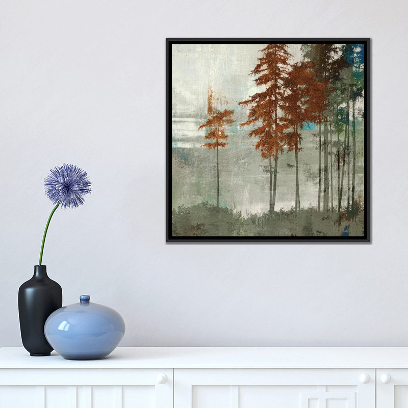 « épicéaas ii », reproduction sur toile, H 26 po x l 26 po x P 1,5 po, Toile encadrée noire, Pas de tapis
