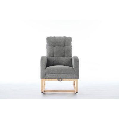 Relaxing Rocking Chair With Solid Plywood Frame, Soft Sponge, And Side Pocket Storage High - Quality Blend Fabric, Non Slip Base by Isabelle & Max