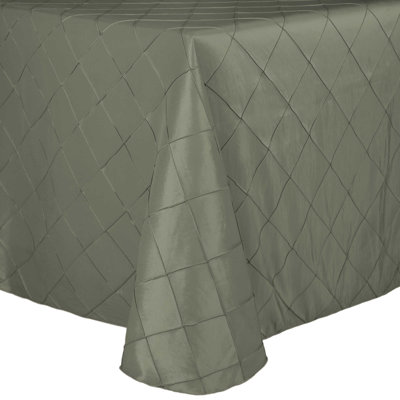 Everly Quinn Embroidered Pintuck Taffeta Tablecloth With Rounded Corners Aspen Mist