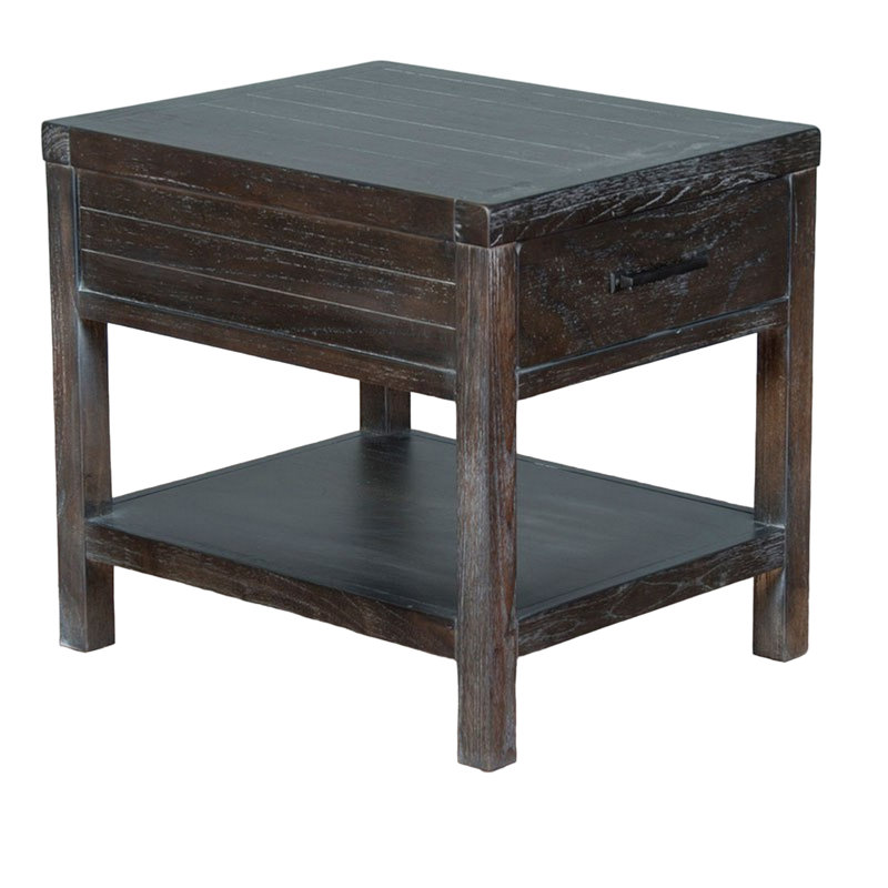 Table d'appoint Nikay, 2 tiroirs, bois, 26 po, H 24 po x l 22 po x P 26 po, Marron foncé