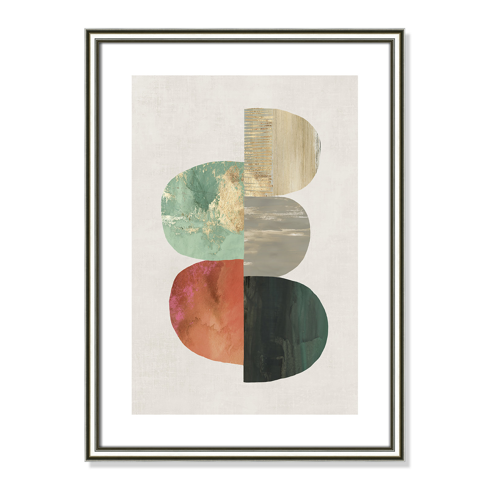 Evolving Energy I - Painting Print, Picture Framed Paper, 41.5" H x 29.5" W, Gold Bead
