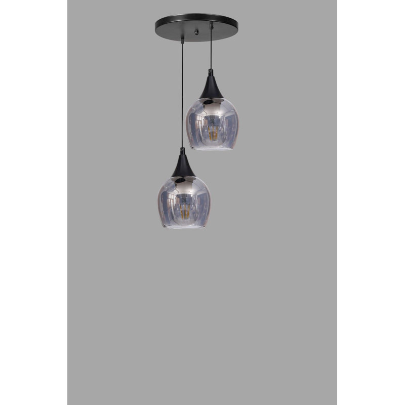 Lustre, Deux lumières, Gris / Noir, 2 niveaux
