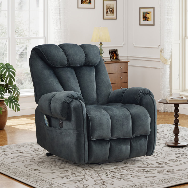 41.34'' Wide Modern Microfiber Power Lift Assist Heated Massage Recliner with USB & Type-C Charging Port, Greenish-Gray