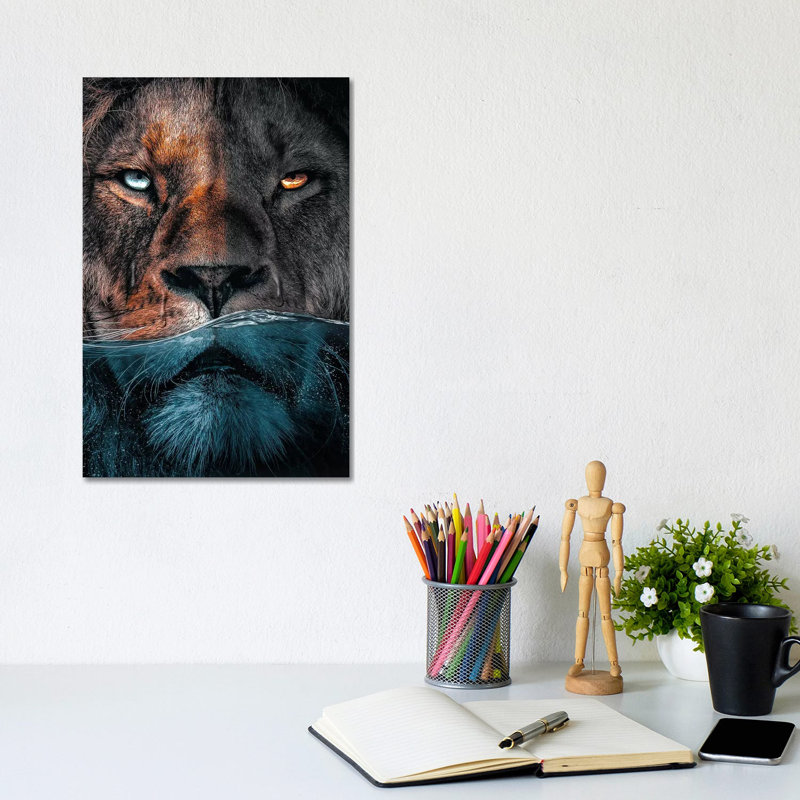 Badass Lion by Zenja Gammer - Print on Canvas, Wrapped Canvas, 20.32 cm H x 30.48 cm W
