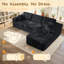 Canapé modulaire en velours côtelé Cloudelle moelleux avec méridienne en L, aucun assemblage requis-1581700255-1581700256