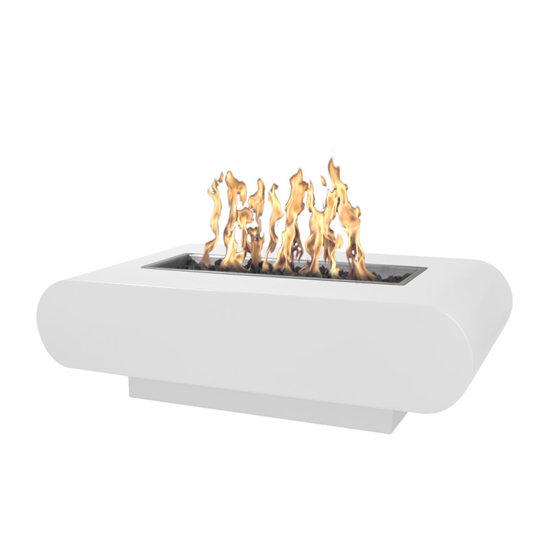 La Jolla Rectangle Steel Smokeless Fire Pit, White, 15" H x 84" W x 28" D, Propane