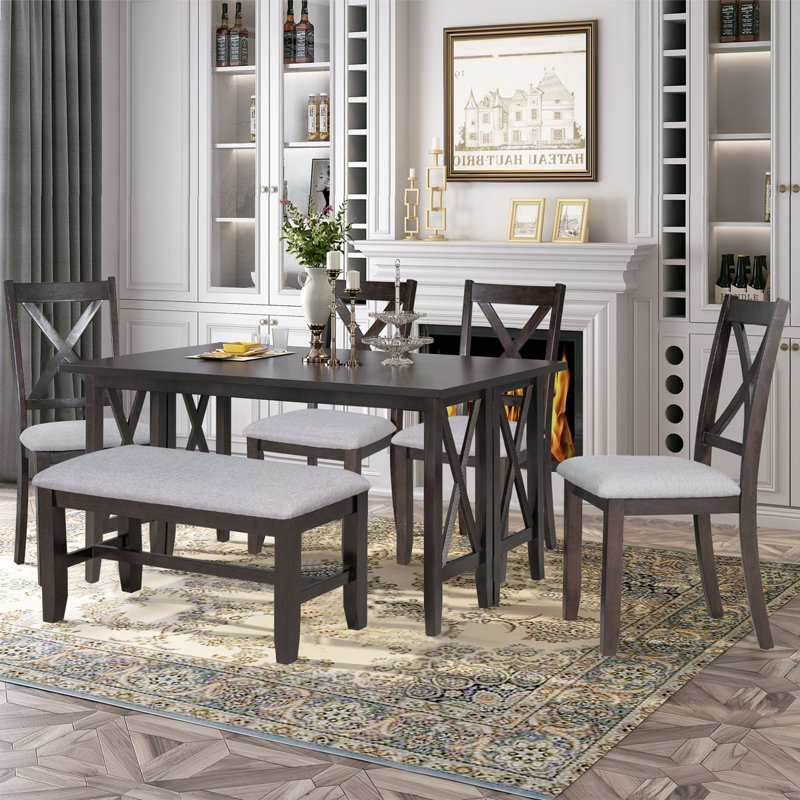 Double Pedestal Dining Set, Espresso, Espresso, Espresso