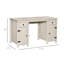 Bureau d'ordinateur de ferme avec rangement, bureau à domicile avec 2 tiroirs et 2 armoires, blanc crème