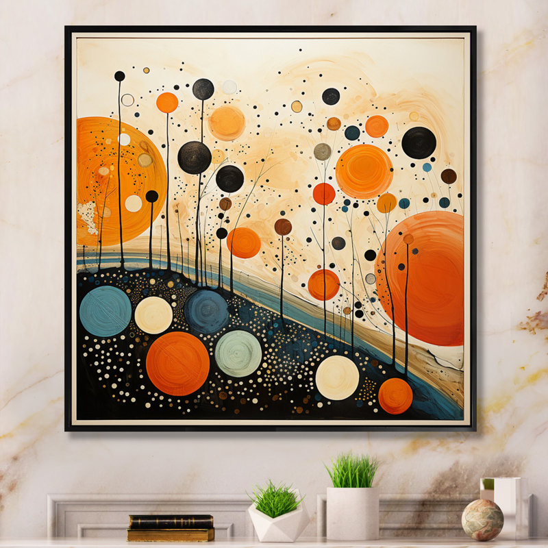 Décoration murale orange Mid Century Organic Harmony III - Abstrait Mid-Century, H 16 po x l 16 po x P 1 po