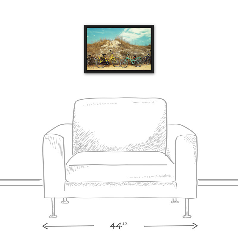 Beach Bikes sur toile, H 13,75 po x l 19,75 po x P 1,75 po, Cadre flottant noir