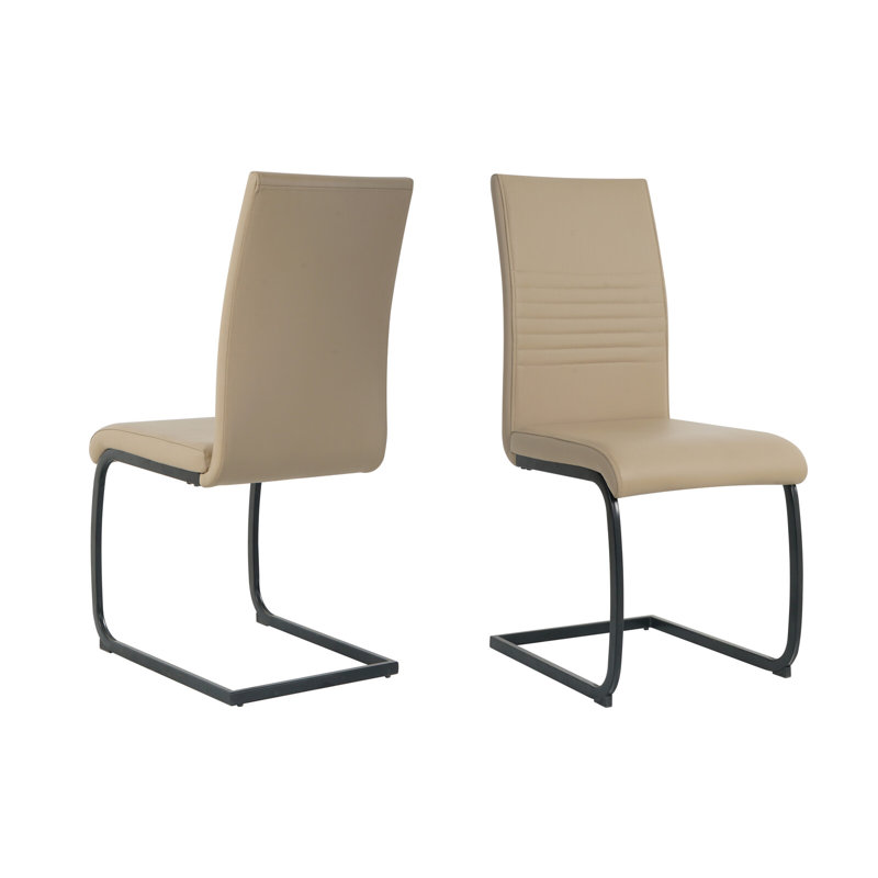 Stuhl 47cm H Upholstered Metal Cantilever Chair, Taupe
