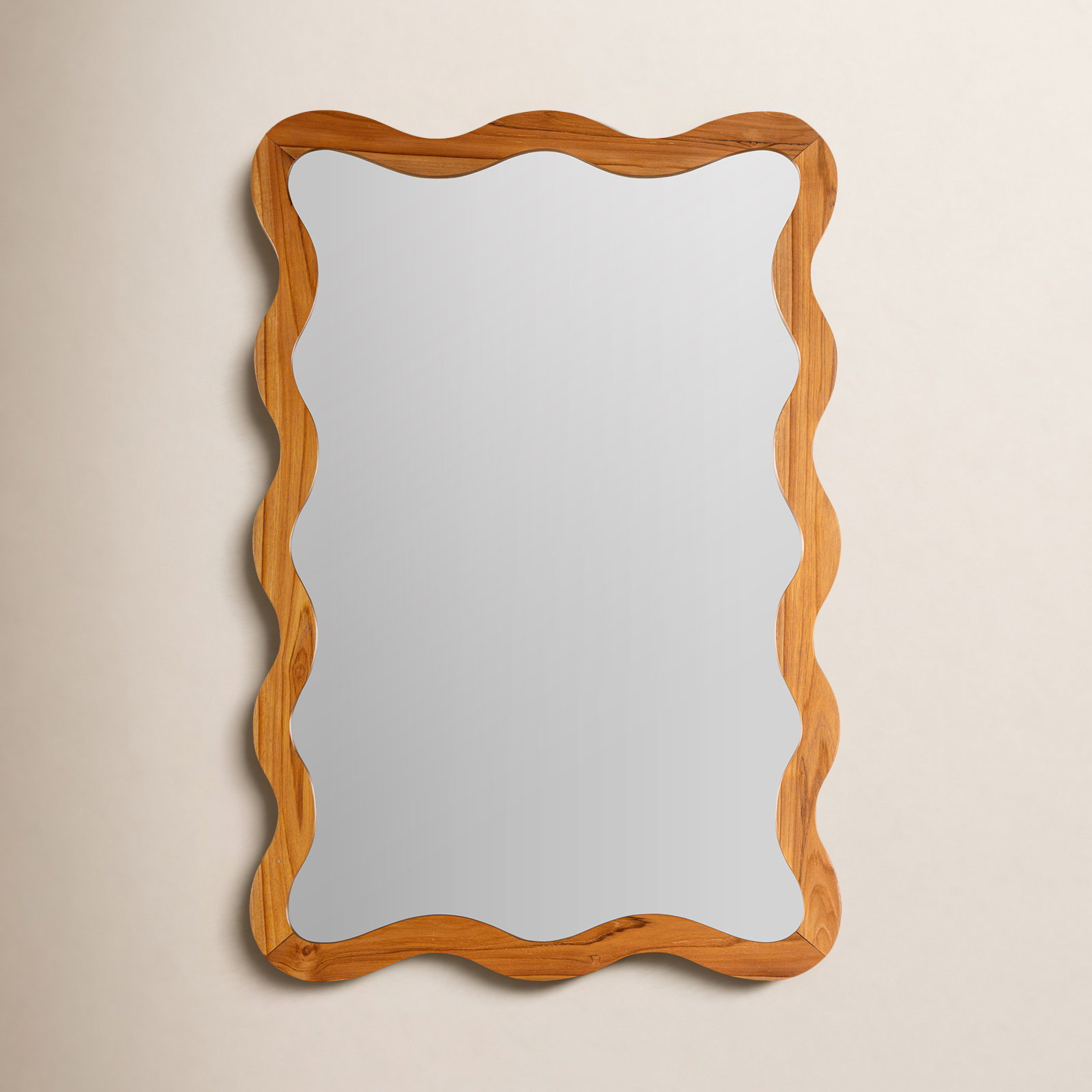 Mandan 28" Teak Accent Mirror, Oak Wood
