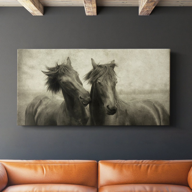 «Horses Don't Whisper», toile tendue avec châssis - Prêt à être accroché, H 20 po x l 40 po