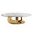 Eriksen 49.2" Oval Coffee Table with Faux Marble Top, Gold Stainless Steel Base with Abstract Fantastic Midsize Sphere Crescent-Shaped Design-1678648414