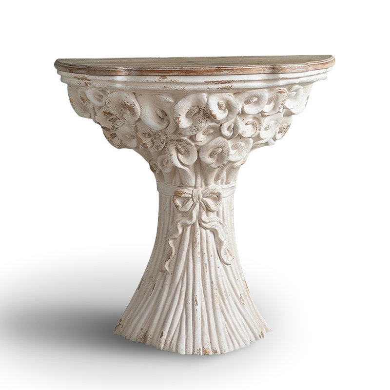 Brown+White Solid Wood Console Table