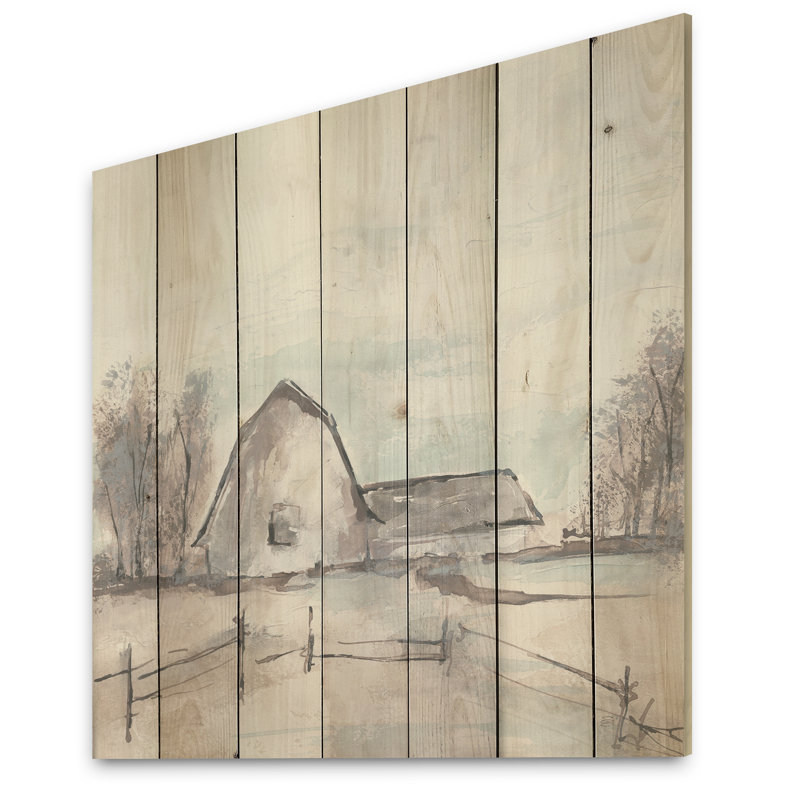 Farmhouse Barn Gray - Peinture sur, H 16 po x l 16 po x P 1 po