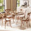 Table de salle à manger ronde à pied central de 100 cm (39,4 pouces) en noyer blanc, pour quatre personnes, de style milieu du siècle.