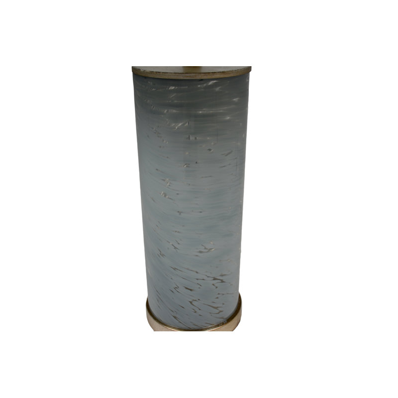 Gray Swirled Glass and Champagne Table Lamp with Linen Shade