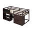 Lit mezzanine simple bas avec bureau roulant, tablette et tiroirs - Espresso-683903788