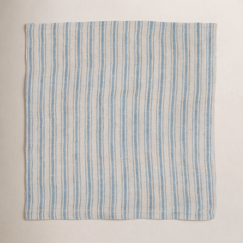 Bryars Linen Square Napkins, Natural/Blue