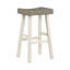 Ensemble de 2 tabourets de bar au design transitionnel, meubles en bois d'hévéa massif blanc et café
