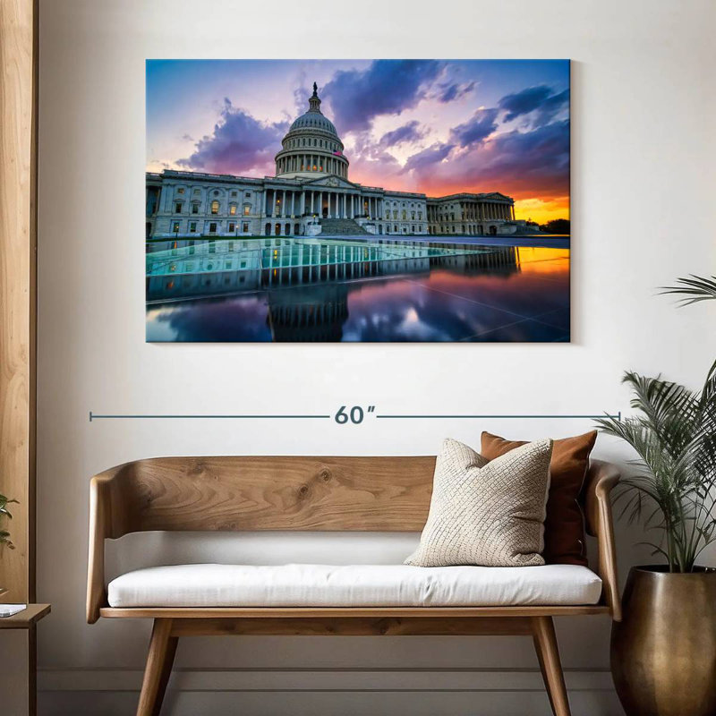 Lilie US Capitol Sunset Reflection, 32" H x 48" W
