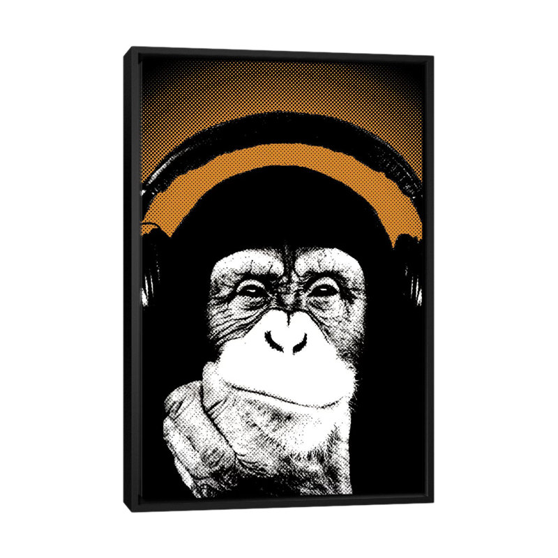 «Monkey BL V», impression sur toile, H 26 po x l 18 po x P 1,5 po, Toile avec cadre noir, Pas de tapis