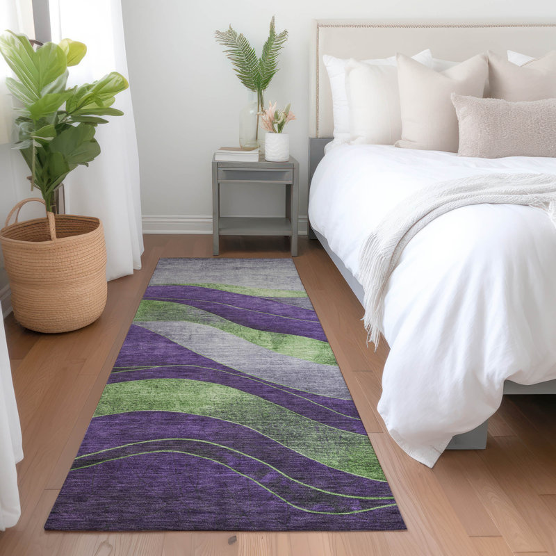 Machine Washable Indoor/Outdoor Xhevrie Purple Rug, Runner 2'3" x 7'6"