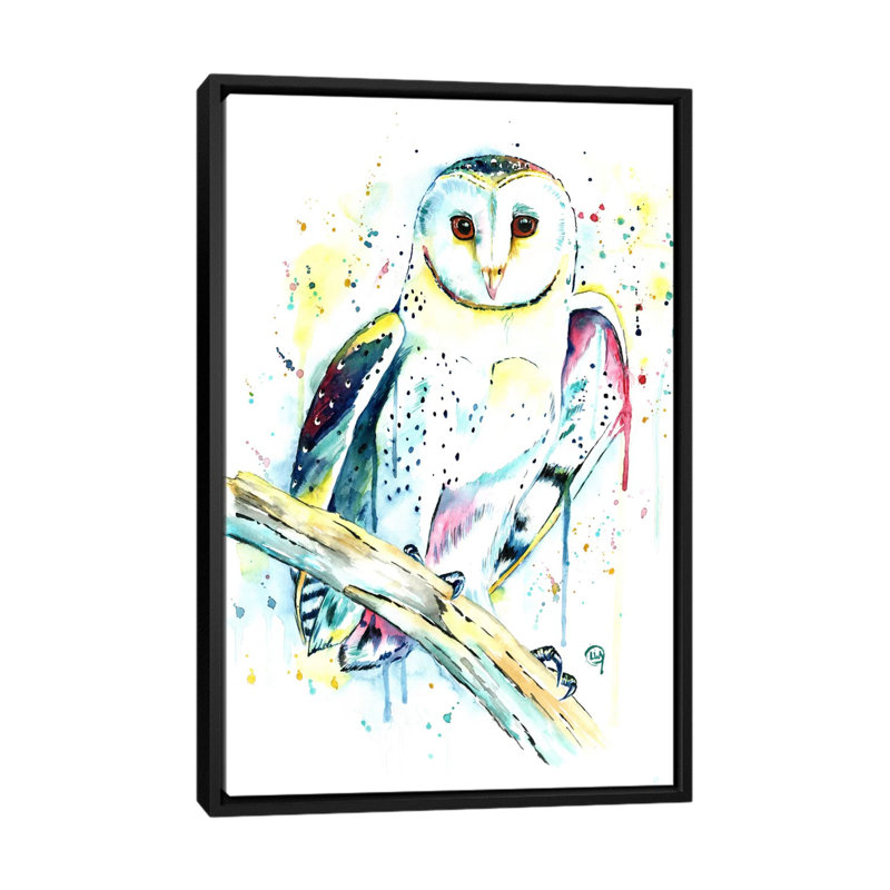 « hooot » par lisa whitehouse, impression sur toile, H 26 po x l 18 po x P 1,5 po, Toile avec cadre noir, Pas de tapis