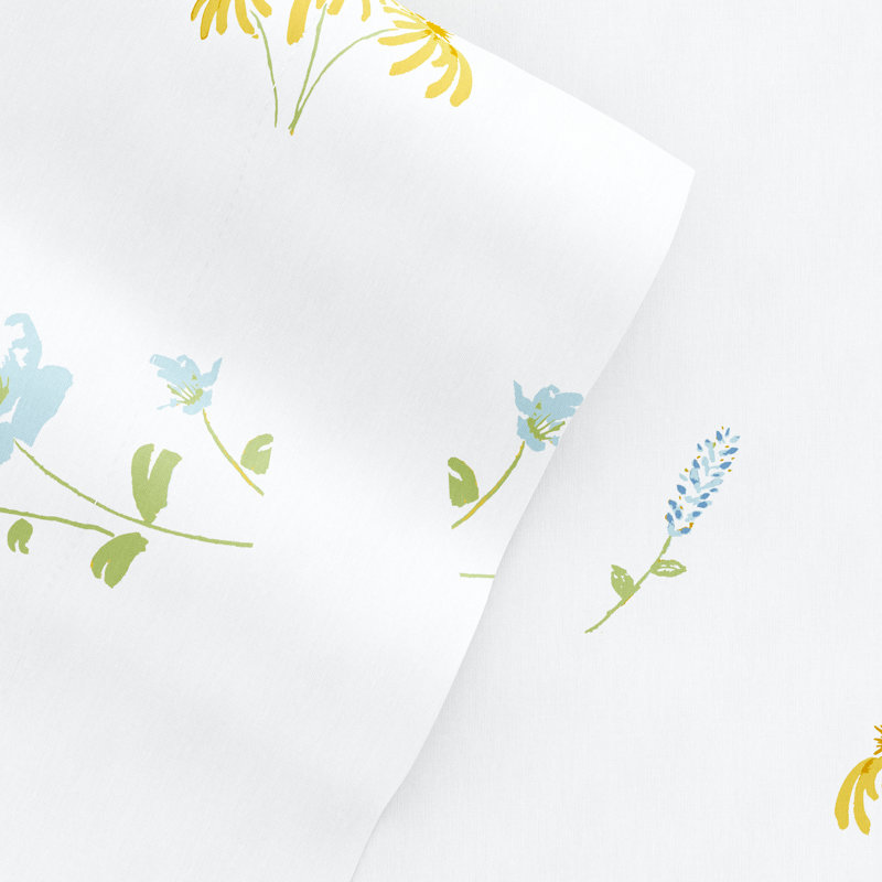 King Blue Floral Microfiber Sheet Set with Pillowcases