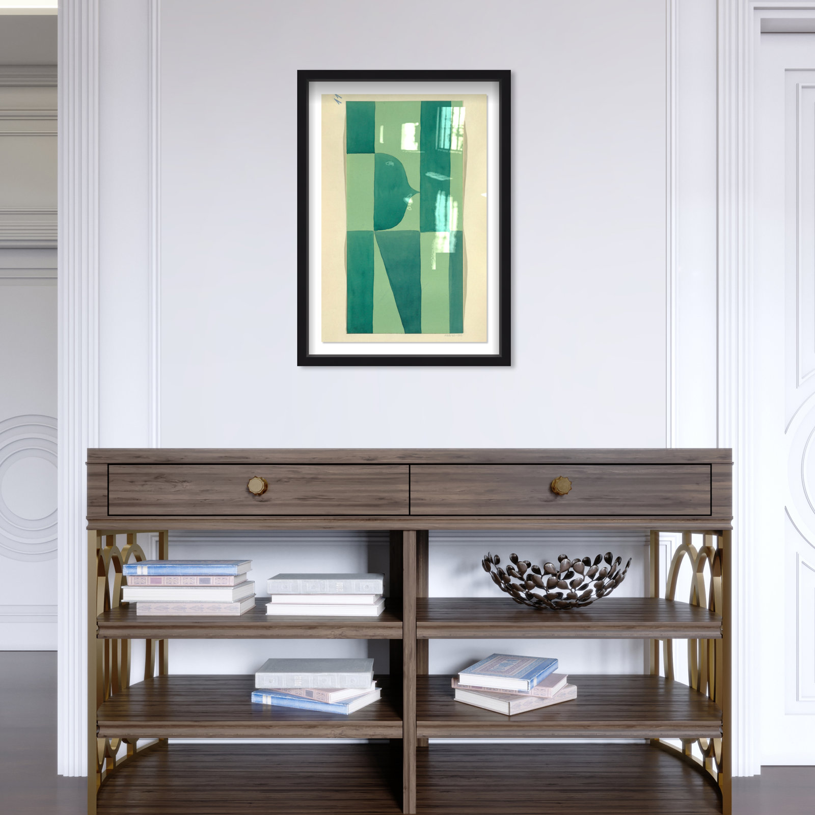 Green Abstract by Oliver Gal, Black, 25" H x 17" W